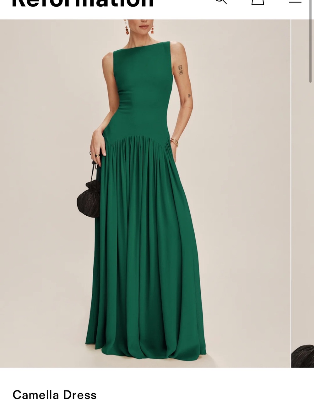 Reformation Camella Maxi Dress in Emerald - Picture 3 of 6